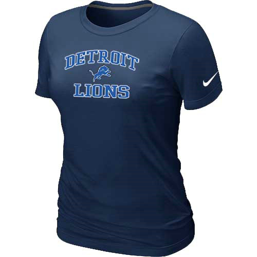 Nike Detroit Lions Women's Heart & Soul NFL T-Shirt - Dark Blue